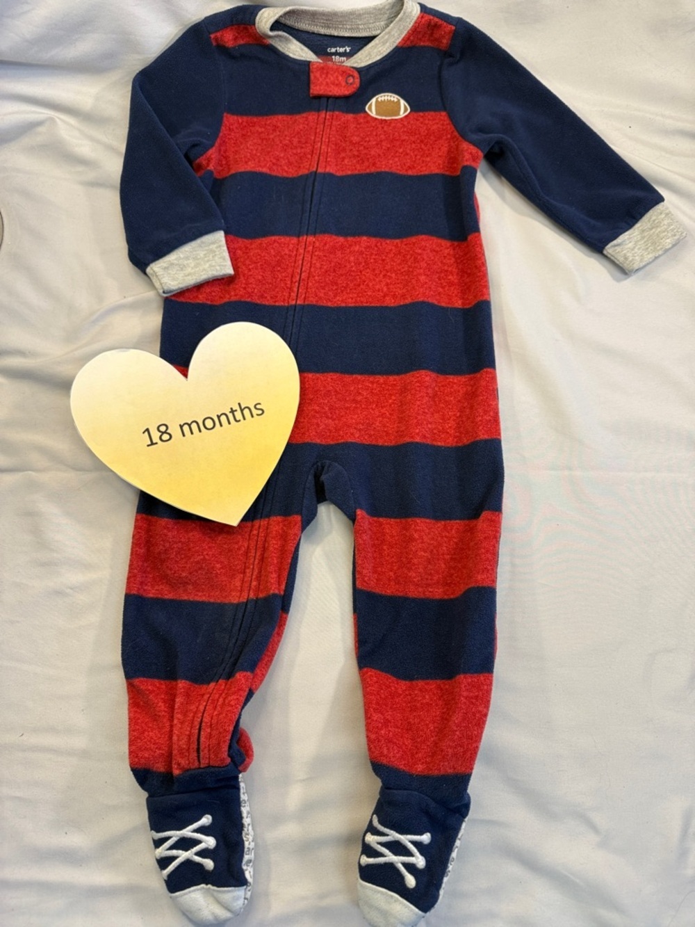 Carter's - 18 M - Navy and Red Fleece Onesie Sleeper